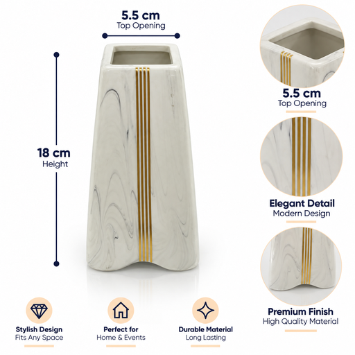 فازة بتصميم رخامي أبيض